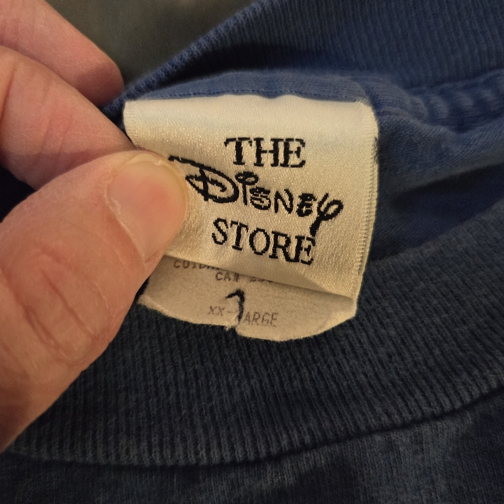 Vintage 90s Disney Store Pocahontas T-Shirt Embroidered Double Sided Blue XXL - Picture 6 of 6